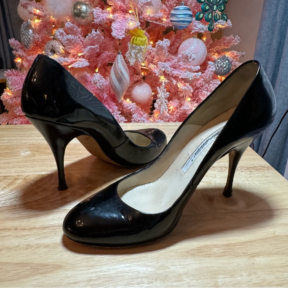 Brian Atwood Patent Leather Pump Stiletto Heels EU Size 37.5 US Woman's Sz 7